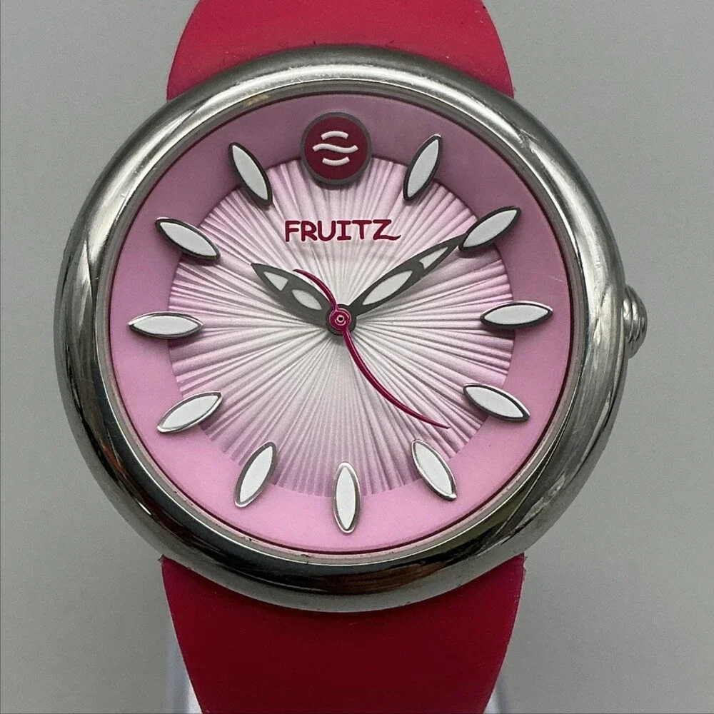 Fruitz by Philip Stein Womens Watch 38mm Pink Dial Silicone Band New Battery